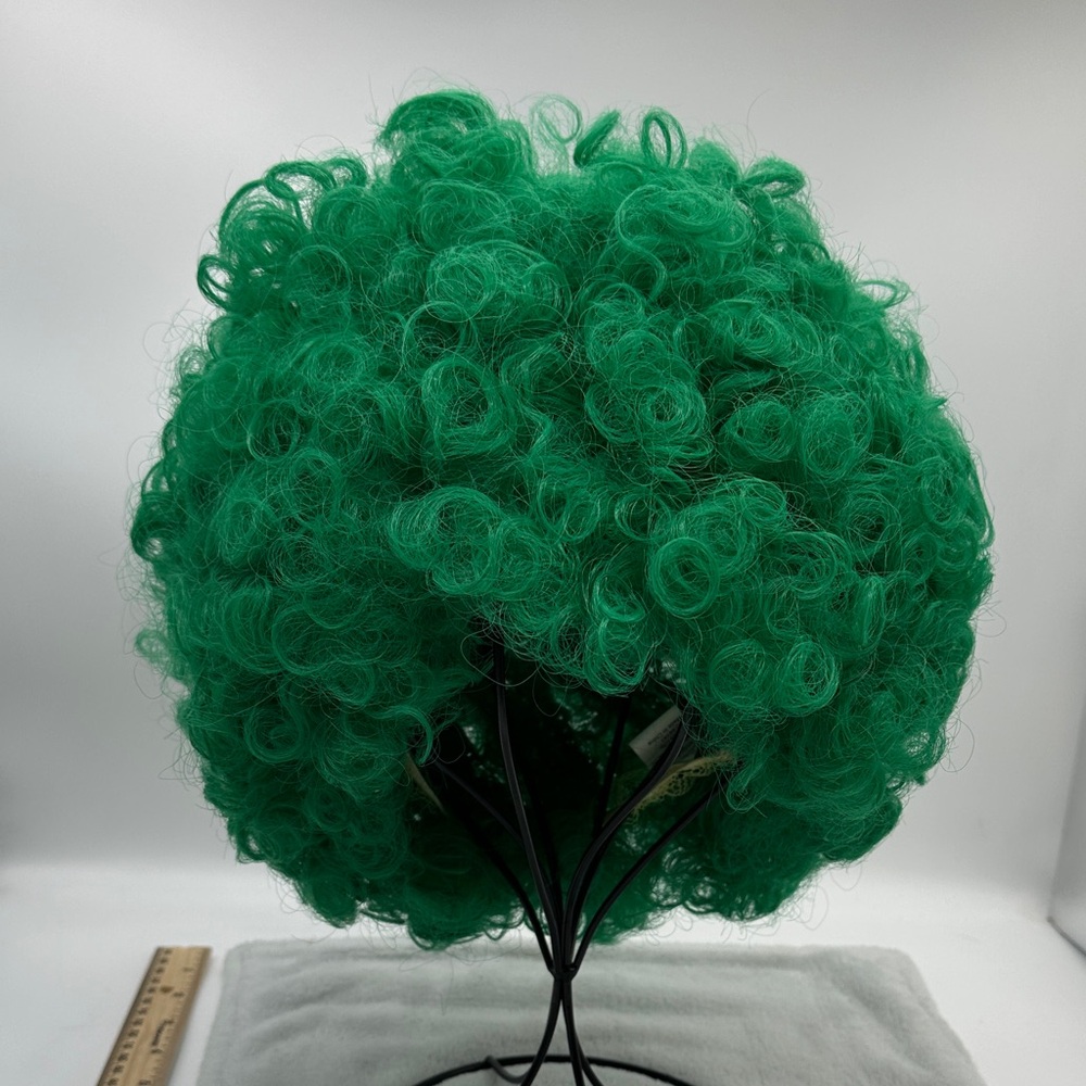 Vintage Hallmark Bright Green Curly Synthetic Wig